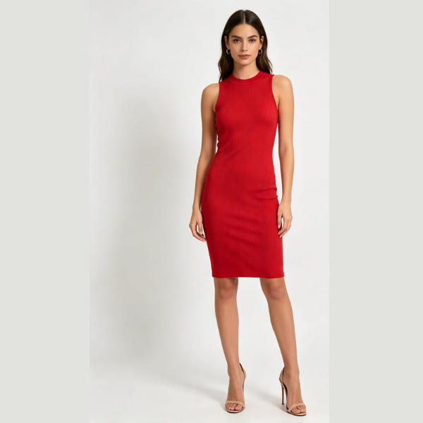 Vestido Suplex sem manga  canelado