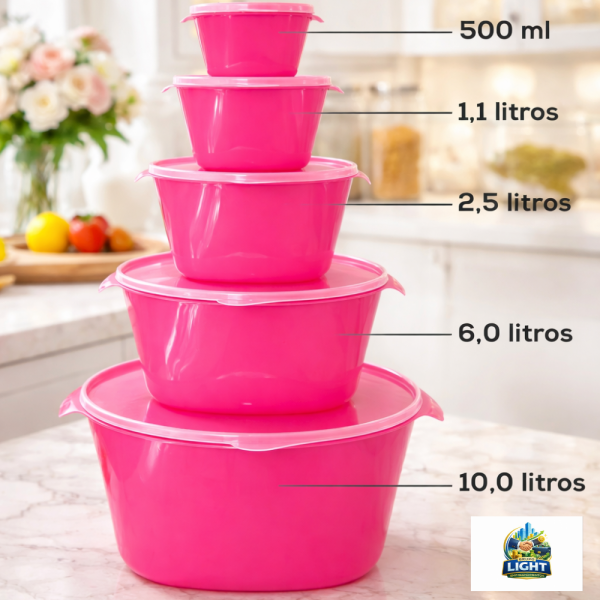 Kit Vasinhas Rubi 5 Peças para Organização e Elegância na Mesa