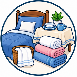 Cama.Mesa. e Banho.