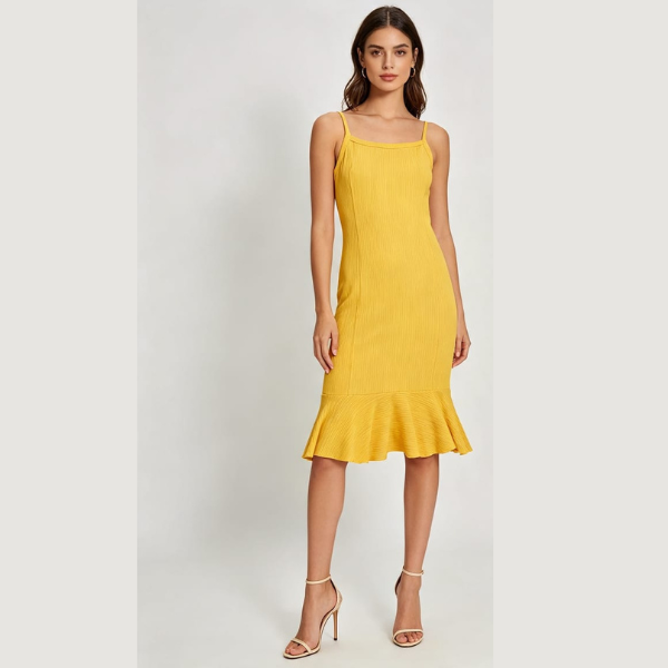 Vestido Suplex alça fina canelado